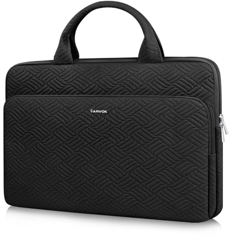 ARVOK 13 13.3 14 inch Handle Laptop Sleeve Case with Pouch for MacBook Air/MacBook Pro/HP Chromebook, 13 14 inch Water-Resistant Leather Laptop Case for HP/Dell/Lenovo/Asus/Acer/Samsung