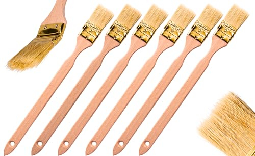 ToolSpace Pinceau à Calories Courbes | Pinceau pour radiateurs | Largeur 36 mm | Longueur Totale : 34 cm | Poils : Poils naturels denses| Manche : Bois de hêtre | 6 pièces