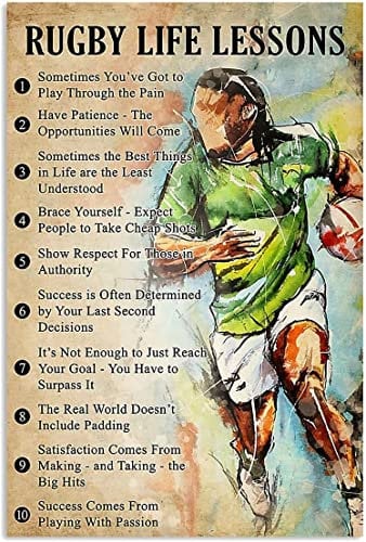 1000 Piece Jigsaw Puzzle for Adults Rugby Player Art Rugby Life Lesson Vintage Wall Art Home Decor Families Kids Wooden Puzzles Difficult Challenge Puzzle Games DIY Toys Gifts