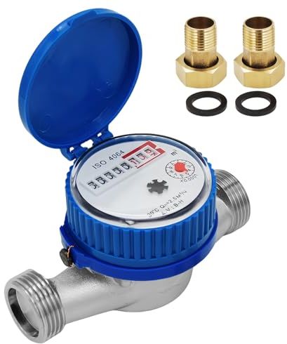 Vegena Compteur D'eau De Jardin, Compteur D'eau Froide Calibré 1/2, Compteur D'eau Du Robinet, Débit Réglé, Couvercle De Protection, Compteur D'eau Froide Domestique, Meilleure Précision De Mesure