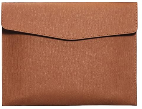 Pu en cuir A4 document Bag porte - documents de bureau porte - documents sac de dossier enveloppe étanche boîte à dossier avec boucle déployante marron