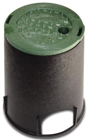 Rocky Mountain Goods 6” Round Valve Box and Cover - 9” Height Sprinkler Valve Box Base Extension with Green Cover Lid - Clean Organized Protection for Irrigation Valves - Easy Install