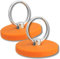 Neodym Magnete Gummiert Ø 43mm Mit 20mm Öse 15 KG Zugkraft Flachgreifer Magnet Scheibe Topfmagnet Gummi Runde Magnete mit Öse Schlüssel Ring Orange (2 Stück)