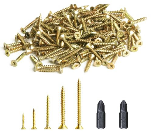 150 STK M3 Schrauben Set, M3x20mm Holzschrauben Sortiment, Universalschrauben, Selbstschneidende Schrauben, Senkkopfschrauben, Flachschrauben Kreuzschlitzschrauben für DIY Reparatur, mit 2 Bits