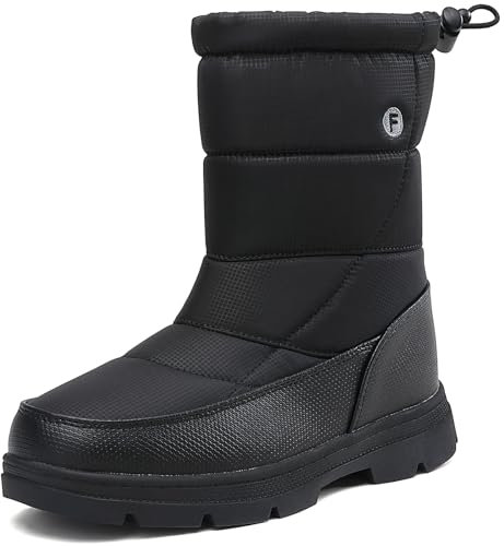 BARFULKER Winterschuhe Herren Damen Wasserdicht Winterstiefel Warm Gefüttert Schneestiefel Leicht Trekkingschuhe Wanderschuhe Rutschfest Stiefel Arbeiten Ski Outdoor Boots,Schwarz 45 EU