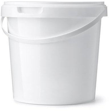 Ultimo Designs 1 Litre White Bucket With Airtight, Leak-Proof, Tamper Evident Lid & Plastic Handle
