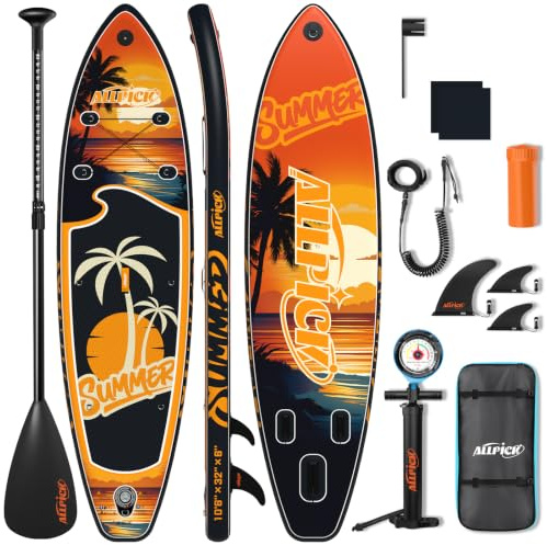 ALLPICK Stand Up Paddling Board Aufblasbar, SUP Board Set, Zubehör, 180kg | 320cm Paddle Board, Stabil, Universal Kamerahalterung, Komplettes Zubehör, Verstellbares Paddel, Anfänger, Fortgeschrittene