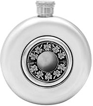 Briomhar Shamrock Round Irish Whiskey Flask for Men - 5 Fl Oz Stainless Steel Irish Flask