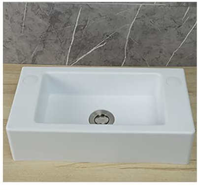 XRB2050 Blanco Lavabo de Pared de Resina, 40x20x11cm Lavabo de Baño Tamaño Pequeño, Cuadrado Lavabo para Aseo de Invitados Lavadero Garaje Encimera/Montaje en Pared 75cm Desagüe