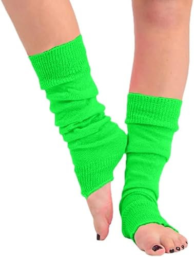 CHAAL ® Leg Warmer Women's Grey Knit Leg Warmers Women's 80'S Teen Fancy Dress Dance wear Women Fancy Stylish Leg Warmers - Ladies Girls Leg warmers for carnival fancy dress party Green