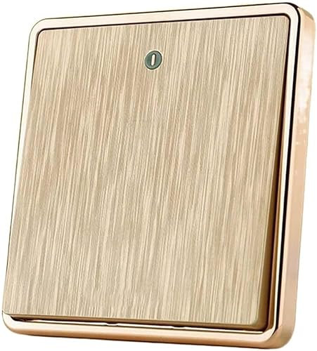 YDEWLY Wall Light Switch, 86 1-4 Gang 2 Way Champagne Gold Panel Switch, Push Button, Toggle, Manual, 220V, 2200W, PC Plastic, Stainless Steel, Brass, Phosphor Bronze, CE, CCC