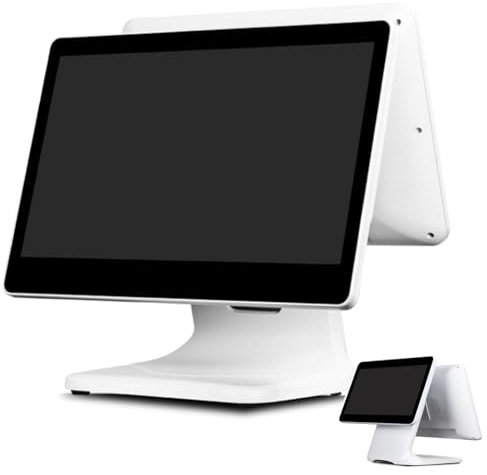 UERBNI Caisse enregistreuse à écran Tactile Double, Caisse enregistreuse pour Petites Entreprises, Caisse enregistreuse POS avec écran Tactile 15,6, processeur N2930