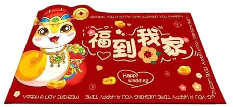LOVIVER Tapis de Nouvel an Chinois, Tapis Paisible et Festif, Coussin Antidérapant pour Porte de Bienvenue, Chambre, Porche, Ferme, Entrée du Festival de Printemps