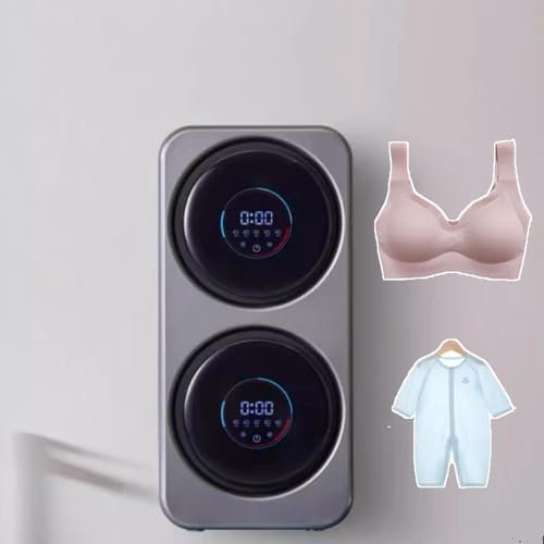 Lavadora de Ropa Interior de Doble cámara de 3,5 l, Lavadora y Secadora 2 en 1, Lavado Independiente, Panel táctil Inteligente/Barril autolimpiante, Secado a Alta Temperatura de 65 ℃,WallMount