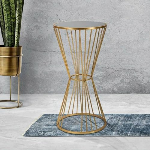 Dmora Couchtisch Aldruda 40x40x80 cm Gold, mit Magazinhalter