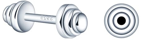 MOOFUN Hantel Ohrstecker Klein,Damen Herren Ohrringe Stecker Silber 925,Hypoallergen Ohrstecker Flachrücken Knorpel Ohrschmuck für Teenager,Personalisierte Geschenk für Sport Bewegung Silber