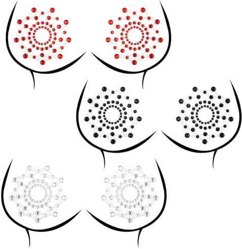 Lot de 6 cache-tétons en strass à paillettes pour tétons sexy