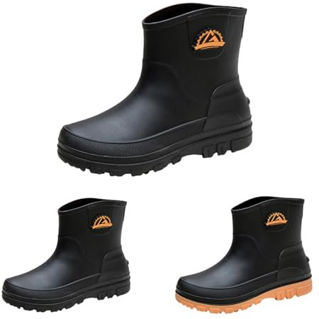 Stivali di gomma da uomo, a mezza altezza, impermeabili, morbidi, antiscivolo, da giardino, resistenti all'abrasione, comode scarpe da lavoro, resistenti all'usura, corti, di alta qualità, Nero , 43
