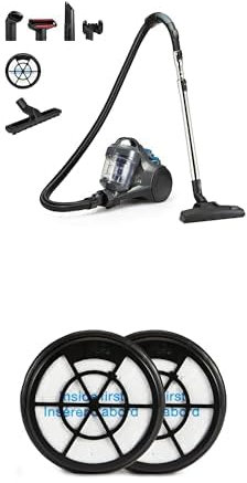 Amazon Basics Bagless Canister Vacuum Cleaner 1.3L Compact Lightweight with 3-in-1 Action Nozzle, HEPA Filter + 2 Extra Filters, 850W, for Carpet and Hard Floors, Grey