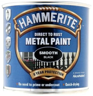 HOCHSTE® Hammerite Metal Smooth Black Paint, Resists Chips, Scratches, And Fading, Quick-Drying, Choice for DIYers And Professionals, Ideal For Gates, Railings, And Furniture, (250ml)