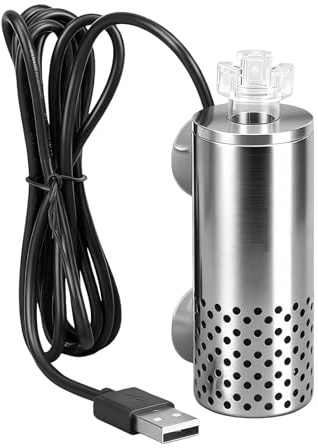 GBKDQQ Aquarium Surface Skimmer, Stainless Steel Aquarium Surface Skimmer, 90 L/h Electric USB Surface Skim, Aquarium Filter for Small Aquariums, Freshwater / Salt Water Tank Maintenance