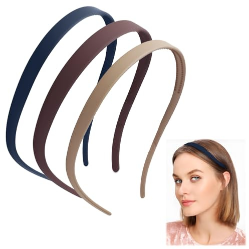 Lot de 3 serre-têtes zigzag avec clips, bandeaux pour porteurs de lunettes, sans douleur, finition mate, antidérapants, bandeaux pour femmes, quotidien, sports extérieurs (Bleu, Bourgogne, Café)