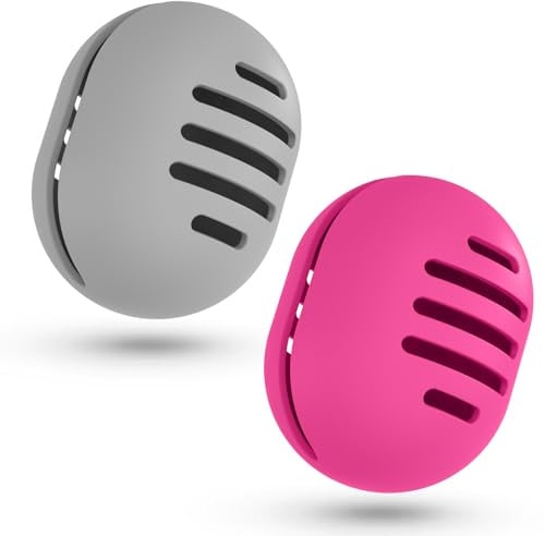 Fauxomor Lot de 2 porte-éponges de maquillage - En silicone respirant - Pour toutes les tailles d'éponge de maquillage - Incassable - Outil cosmétique portable - Gris + rose rouge