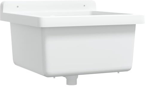 Évier Mural en Résine, Évier pour Buanderie Garage Lavabo Bac de Lavage Extérieur blanc 40x40x24 cm résine