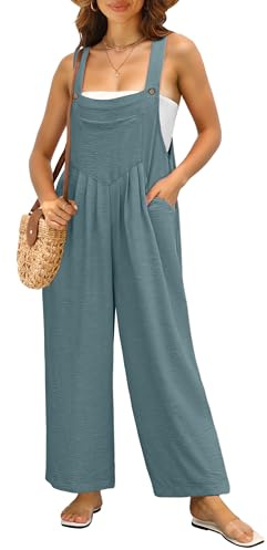 IWOLLENCE Salopette da donna per l'estate del Regno Unito, tuta tutina per gravidanza, maternità, sciolta, casual, da indossare per le vacanze, con tasche laterali, cinghie regolabili, Blu verde, S