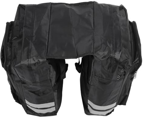 PRETYZOOM Sacoche pour Porte-Bagages Arrière de Vélo Grosse Capacité en PVC Double Compartiment, Facile à Installer et Compatible Feu Arrière pour Cyclisme en Extérieur