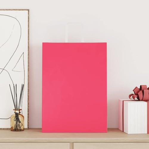 Papiertragetaschen Rosa aus Kraftpapier 32x17x44 cm 50 Stk mit Papierseilhenkeln für Geschenktaschen Geschenkverpackung Party Geburtstag Hochzeit Weihnachten