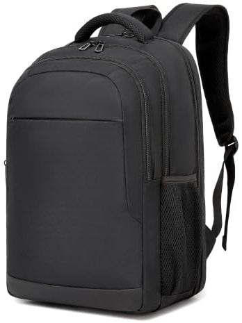 Shavont Laptop Backpack with 3 Compartments Lightweight Rucksack for Men | 180° Full Open Laptop Sleeve, Breathable Back Panel, Reinforced Shoulder Straps, Ideal For Daily Commute School Work, Black