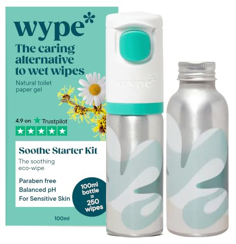 Wype Starter Kit & Refill Bundle - Toilet Roll Gel | Extra Soothing Flushable Wet Wipe Alternative - 1 Applicator, 2 100ml Refills - 500 Wipes