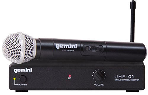 Gemini Sound UHF-01M Professional Audio DJ Equipment Superior Single Channel Wireless UHF Handheld Microphone Receiver System with 150ft Operating Range