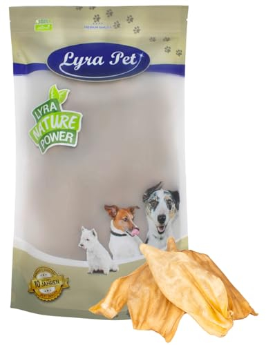 Lyra Pet® 200 STK. Rinderohren ca. 4 kg | Naturbelassener Kausnack | Ideal für die Zahnpflege | Leckerli für Hunde | Gut verdaulicher Kauartikel | Proteinhaltiges fettarmes Hundefutter
