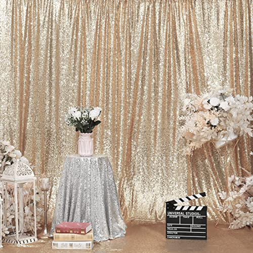 Eternal Beauty 152x213cm Light Gold Shinny Sequin Photography Backdrop Party Prom Wedding Youtobe Banquet Photo Background (5x7 feet)