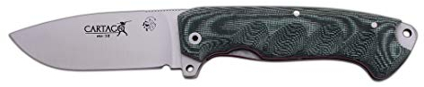 J&V Adventure Knives JV Navaja Cartago MICARTA Verde Funda Cordura para Caza, Pesca, Supervivencia y Bushcraft Realizado en Albacete + Portabotellas de Regalo