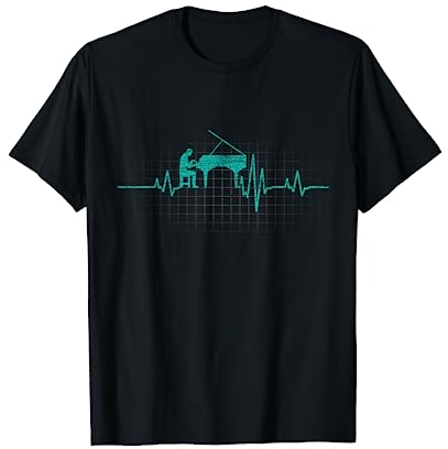 Klavier T-Shirt - Flügel EKG Klavierspieler Pianist Geschenk T-Shirt