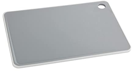 WENKO Planche à découper Basic M Planche de cuisine, planche à découper avec rainure à jus et trou de préhension, antibactérienne Gris - Gris clair