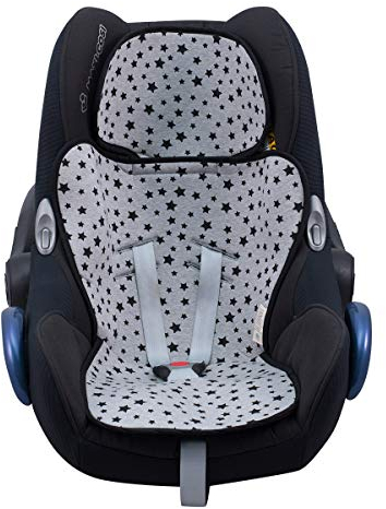 JYOKO KIDS Sitzauflage Universal Autositz Gruppe 0-1-2-3 Kindersitz, Babyschale aus Baumwolle (Black Star, Gruppe 1-2-3)