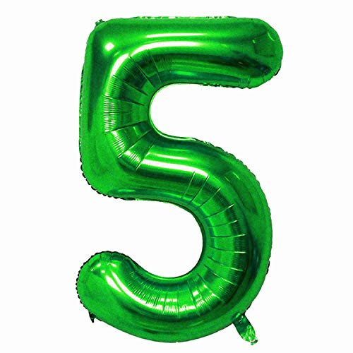 Oblique Unique® Folien Luftballon mit Zahl Nummer 0-9 Folienballon für Kinder Geburtstag Jubiläum Silvester Party Deko Ballon Grün - Zahl wählbar (Nr 5)