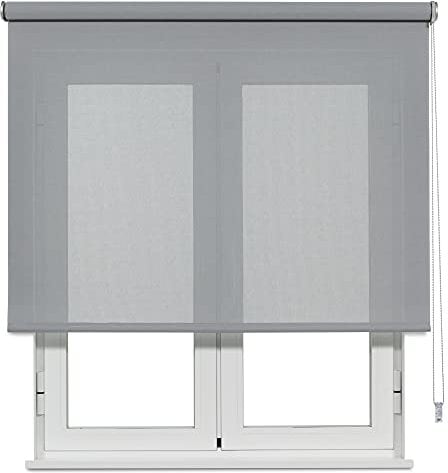 VIEWTEX Seitenzugrollo Screen 10% Öffnungsgrad Perlgrau 150 x 250 cm 5 Jahre Garantie