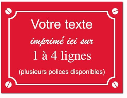 Plaque de rue décorative en aluminium Personnalisée pour intérieur et extérieur 30x20cm Rouge