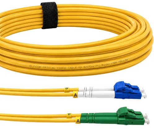 Elfcam® - LWL Kabel OS2 LC/APC zu LC/UPC Singlemode Duplex 9/125um Glasfaser-kabel LSZH, 10M