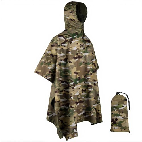 WINWAY Leichter Wasserdichter Regenponcho Herren & Damen Tarn Regenjacken mit Kapuze Faltbare Tasche mit Kapuze Schutzdecke Unterschlupf Plane Ideal für Camping Jagd Wandern Hikking