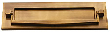 Victorian Solid Brass Traditional Sprung 10 or 12 Letter Postal Knocker Plate - Antique (10 x 3 Postal Knocker Plate)