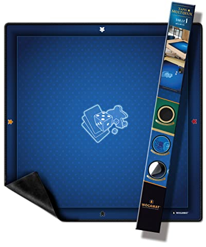 WOGAMAT Offiziell – Multigaming-Teppich, Blau, 60 x 60 cm, für Kartenspiele, Würfel, Gesellschaftsspiele – Neopren, leise, dick, waschbar, rutschfest, luxuriöses Finish.