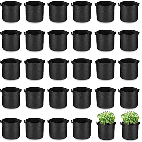 Airsnigi 30 Pack 7 Gallon Vegetable Grow Bags for Indoor & Outdoor,Thickened Nonwoven Fabric Planting Pots with Handle Potato Grow Bags for Flowers Vegetables Fruits