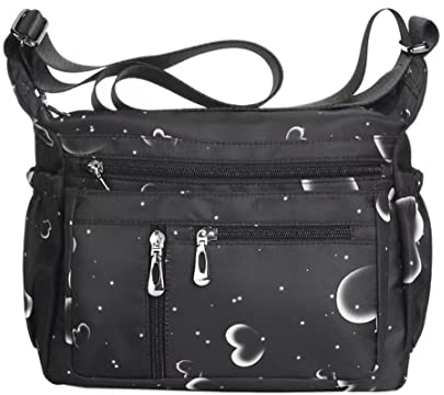 HERCMNOY Damen-Umhängetasche, Umhängetasche, Handtasche, mehrere Taschen, Nylon, Kuriertasche, herz, Exterior Dimensions: 11 L x 8.27 H x 4.33 D