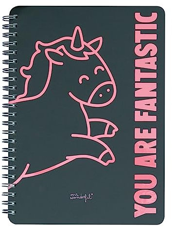 Mr. Wonderful - Notizbuch A5 Einhorn schwarz you are fantastic